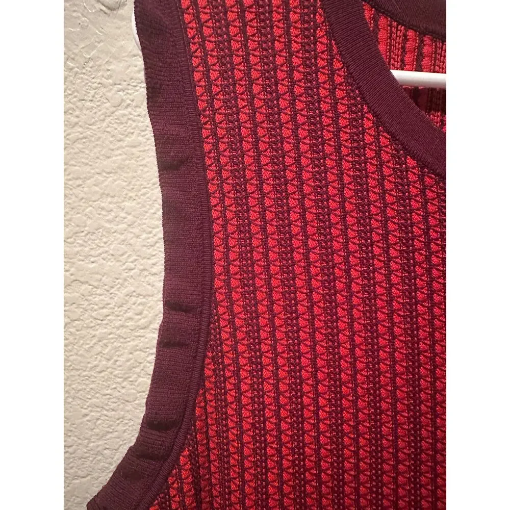 Kate Spade New York Textured-Stripe Knit Fit & Flare Red Burgundy Dress Sz XL